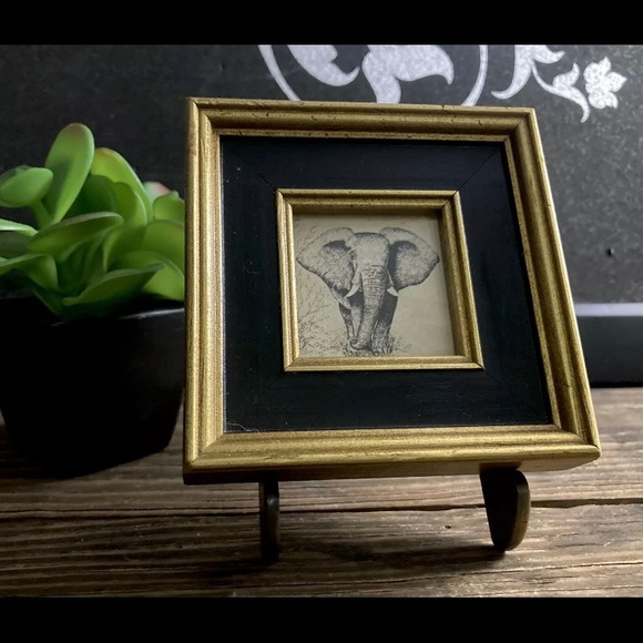 Vintage Custom Framed Elephant Pictures Set Of Two 3.5" By 3.5" - Picture 10 of 11